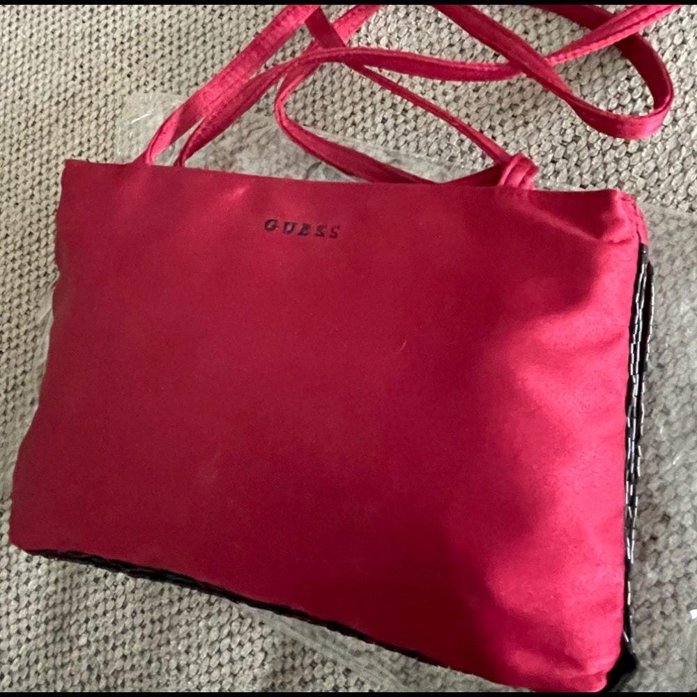 **NWOT** ‘GUESS’ Satin Clutch/Bag - Ruby Red